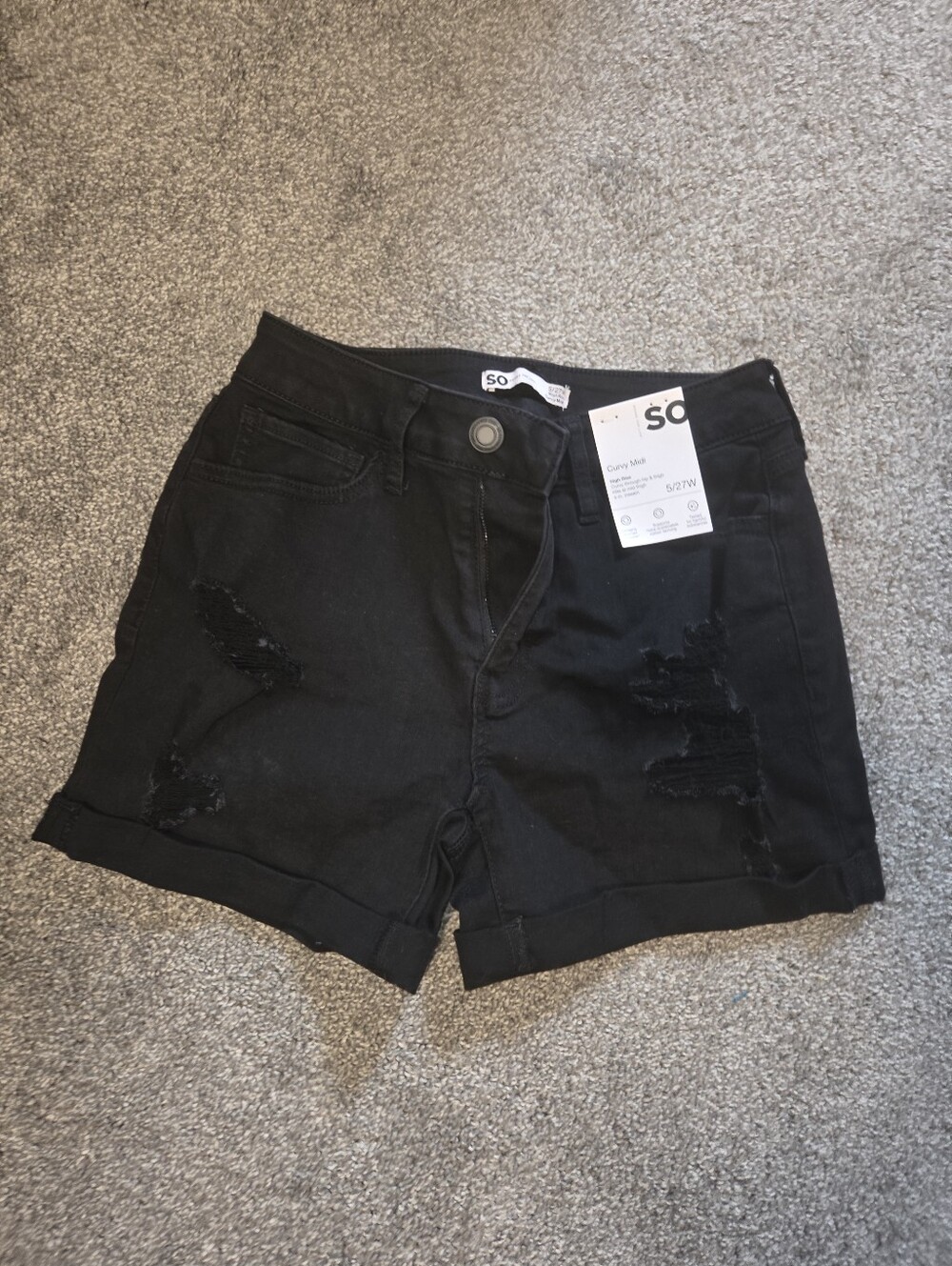 SO Black High-Rise Curvy Distressed Jean Shorts